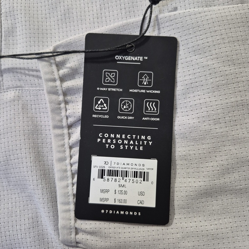 7 Diamonds Oxygenate 1/4 Zip Top Mens Small Gray Performance Stretch Golf New - Picture 4 of 10